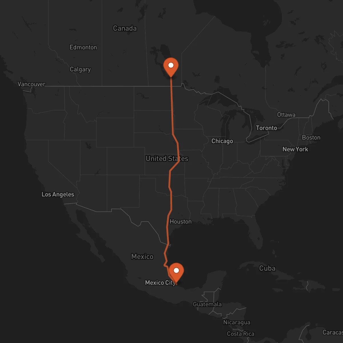 Ruta Winnipeg - Veracruz