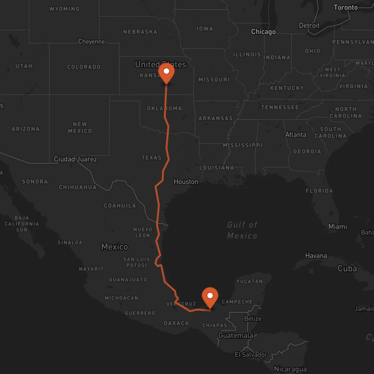Ruta Wichita - Villahermosa