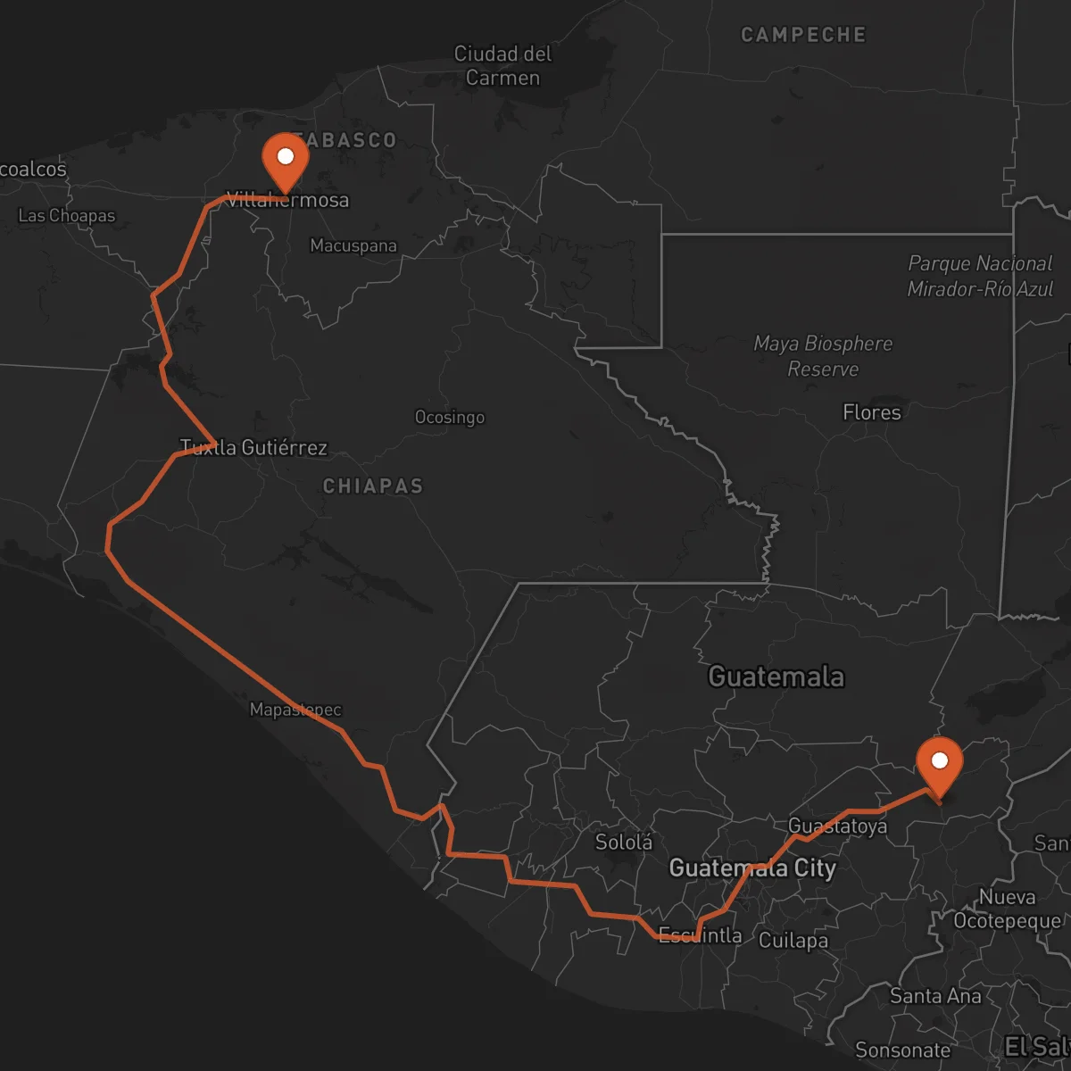 Ruta Zacapa - Villahermosa