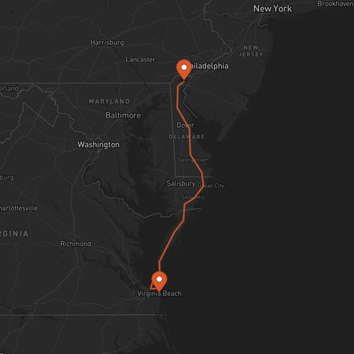 Ruta Virginia Beach - Wilmington