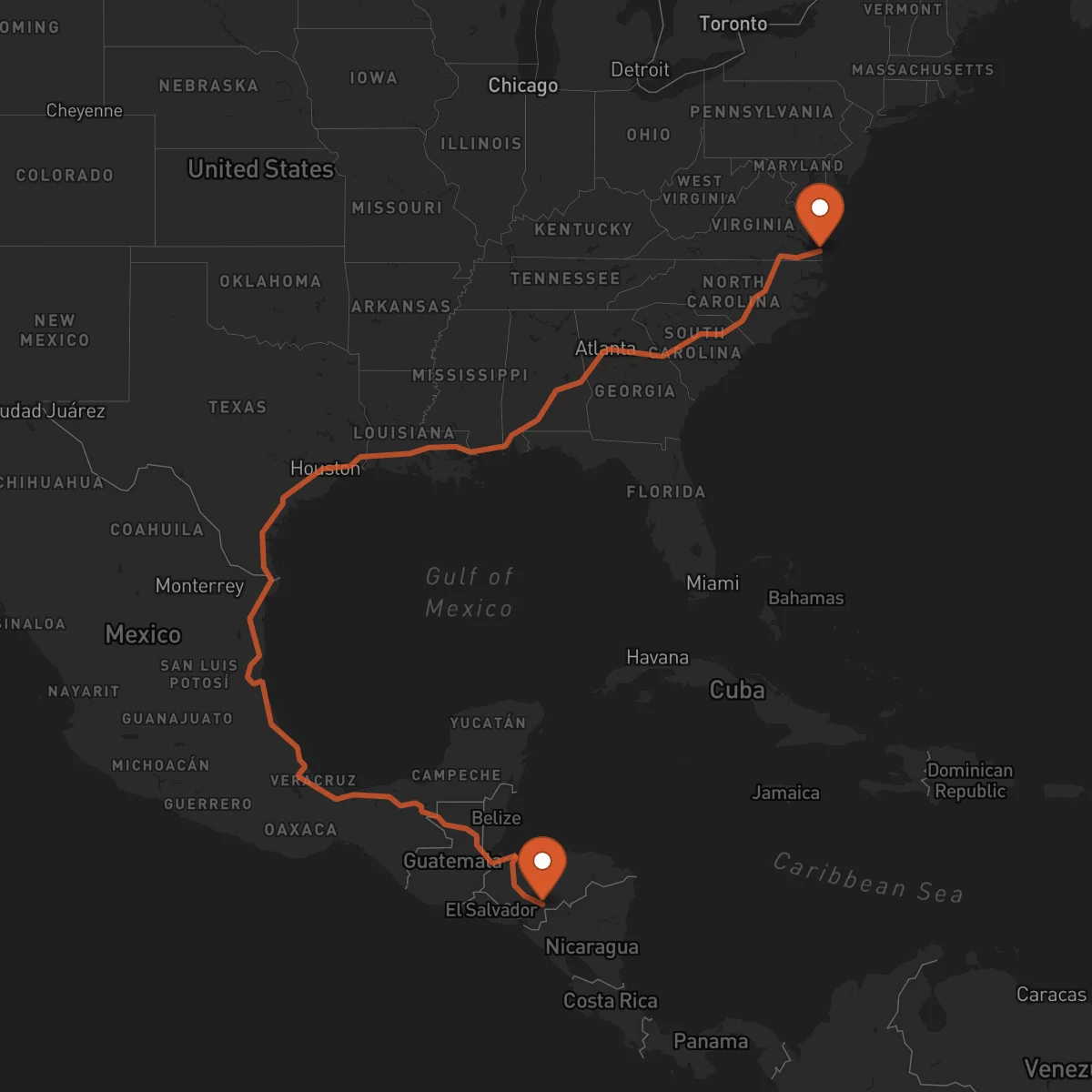 Ruta Virginia Beach - Yuscarán
