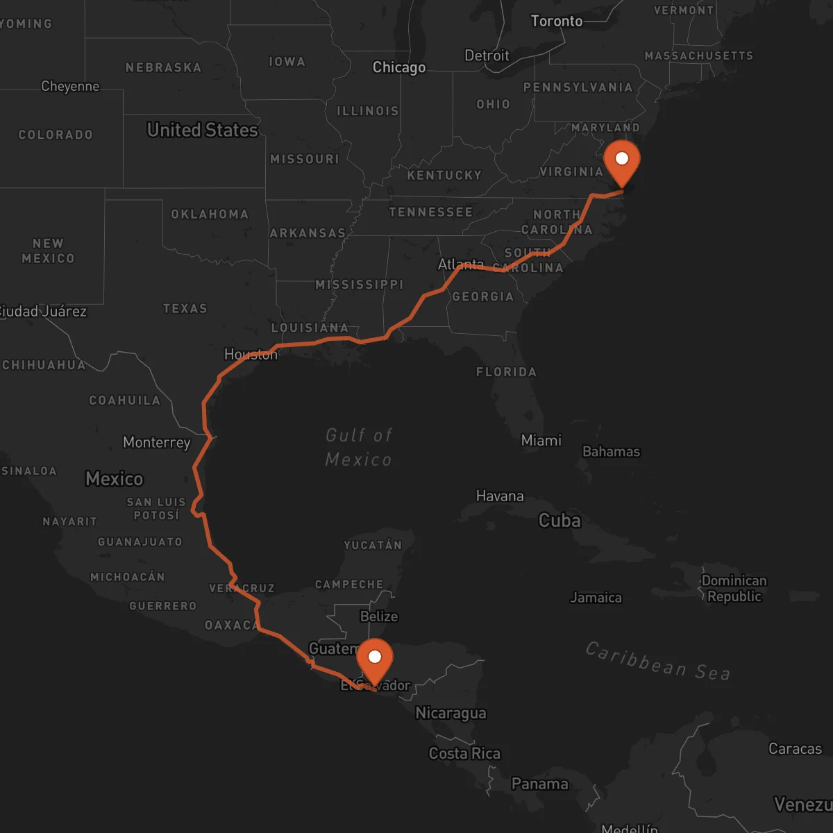 Ruta Virginia Beach - Zacatecoluca