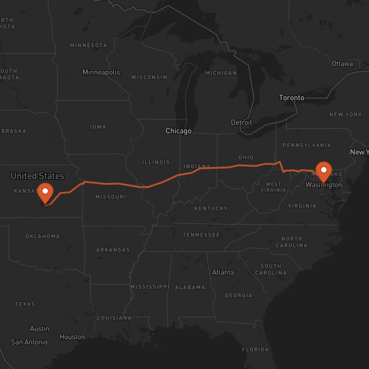 Ruta Washington D.C. - Wichita